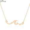 Jisensp Stainless Steel Wave Necklace Pendant Beach Surfer Jewelry for Women Ocean Wave Charm Choker Necklaces Collar