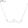 Jisensp Stainless Steel Wave Necklace Pendant Beach Surfer Jewelry for Women Ocean Wave Charm Choker Necklaces Collar