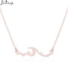 Jisensp Stainless Steel Wave Necklace Pendant Beach Surfer Jewelry for Women Ocean Wave Charm Choker Necklaces Collar