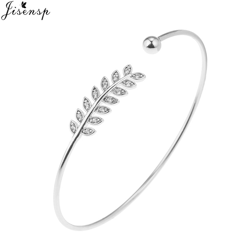 Vintage Charm Bracelet Handmade Plant Jewelry Gift Summer Style Leaf CZ Crystal Bracelet Bangle for Women Party Bijoux