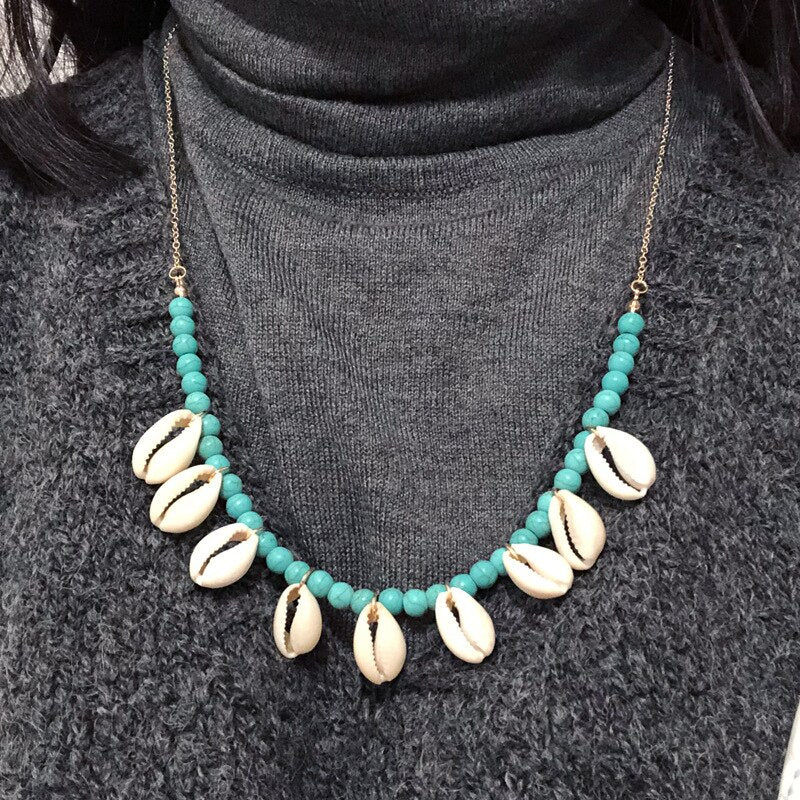 Jisensp Vintage Conch Shell Necklaces Pendants Coin Rope Chain Chokers Necklace Simple Seashell Ocean Beach Jewelry