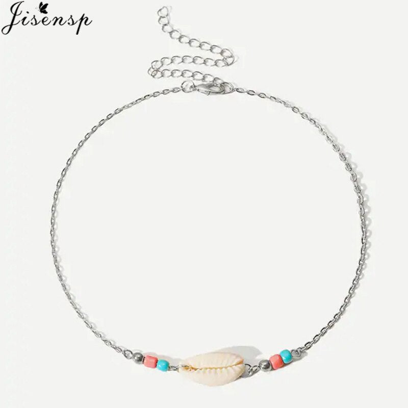 Jisensp Vintage Conch Shell Necklaces Pendants Coin Rope Chain Chokers Necklace Simple Seashell Ocean Beach Jewelry