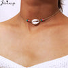 Jisensp Vintage Conch Shell Necklaces Pendants Coin Rope Chain Chokers Necklace Simple Seashell Ocean Beach Jewelry