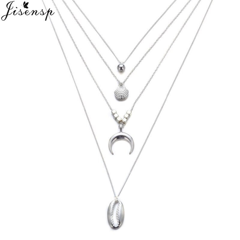 Jisensp Vintage Conch Shell Necklaces Pendants Coin Rope Chain Chokers Necklace Simple Seashell Ocean Beach Jewelry