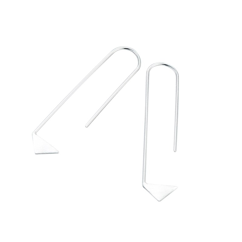 Women Fashion 100% 925 Sterling Silver Paper Clip Long Earrings for Girl Madam Jewelry Geometric Triangle Stud Earrings