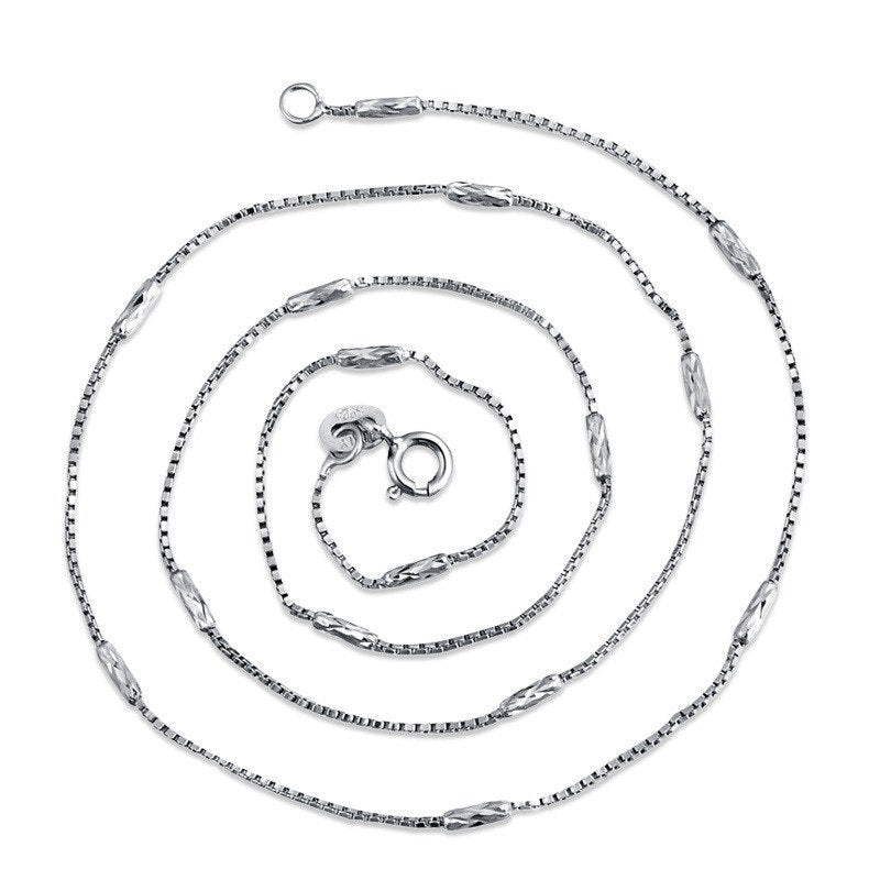 100% 925 Sterling Silver Box Chain Necklace Fit Pendants Women Men Kids Girls 45cm Jewelry kolye collares