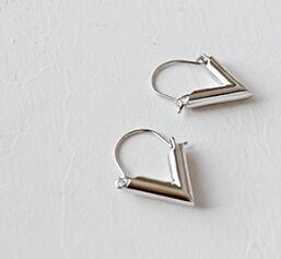 100% 925 Sterling Silver Drop Earrings New Simple Geometry V Shaped Dangle Earring For Student Joyas de plata 925