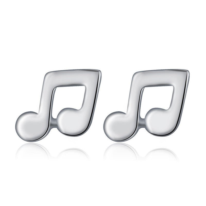 100% 925 Sterling Silver Jewelry Fashion Cute Tiny 0.8*0.6cm Music Notation Stud Earring Gift For Women Girl Kid