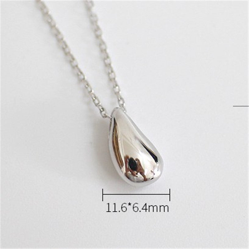100% 925 Sterling Silver Necklace&Pendants New Tiny Water Drop Shape Pendant Necklaces For Women Students Collares