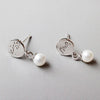 100% 925 Sterling Silver Pearl Dangle Earring For Women New Silver Round Plated Kiss Me Drop Earrings Pendientes