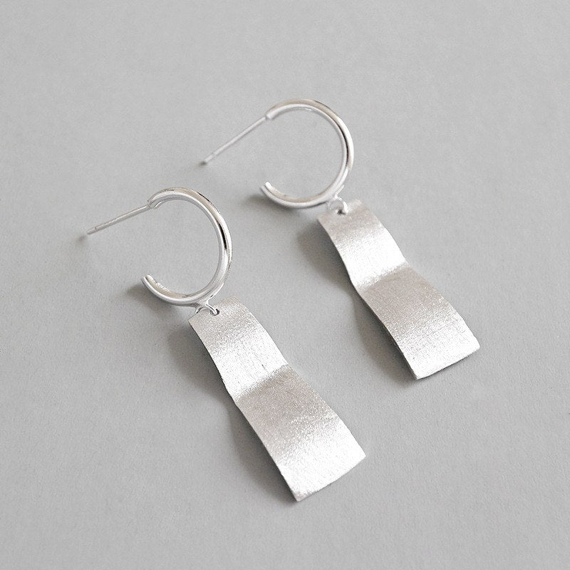 100%925 Sterling Silvre Geometric Irregular Long Bar Dangle Earrings For Women pendientes joyas de plata 925 Fine Jewelr