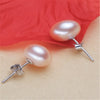 8-9MM Natural Pearl Stud Earrings For Women Lovers Gifts 925 Sterling Silver Earrings White Pink Purple Color