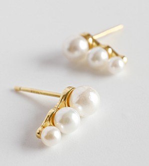 925 Sterling Silver 3Pcs Pearls Stud Earrings New Wedding Band Pearl Earring For Women Girls Brinco Fine Jewelry