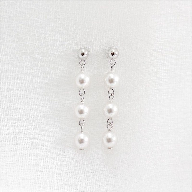 925 Sterling Silver Dangle Earrings For Women Brincos 3Pcs Pearl Drop Earring Natural Pearl Black White Color