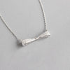 925 Sterling Silver Necklace&Pendants 29*5mm Bowknot Pendant Necklaces With Zircon For Women Students Collares Gifts