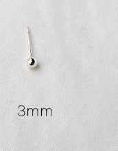 925 Sterling Silver Round Beads 3MM 4MM 5MM 6MM 8MM 10MM Stud Earrings For Women Simple Style Sterling-Silver-Jewelry
