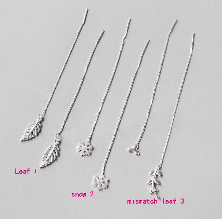 925 Sterling Silver Tree Leaves Earrings For Women Silver Long Chain Tassel Earings Fashion Jewelry Christmas Gift Brinco