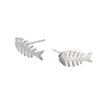 Authentic 925 Sterling Silver Fish Bone Stud Earrings for Women Simple Style Mini Earring Wedding Party Gifts