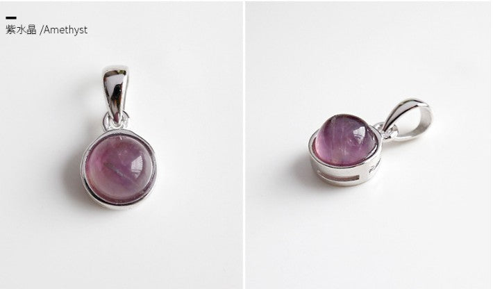 Authentic 925 Sterling Silver Necklace&Pendants For Women Customizable Round Crystal Agate Pendant Necklaces Collares