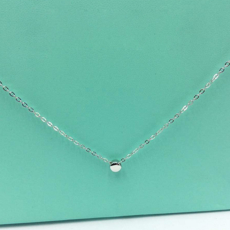 Authentic 925 Sterling Silver Tiny Geometric Round Pendant Necklaces For Women Students Collares Gifts 3 Colors PAL330