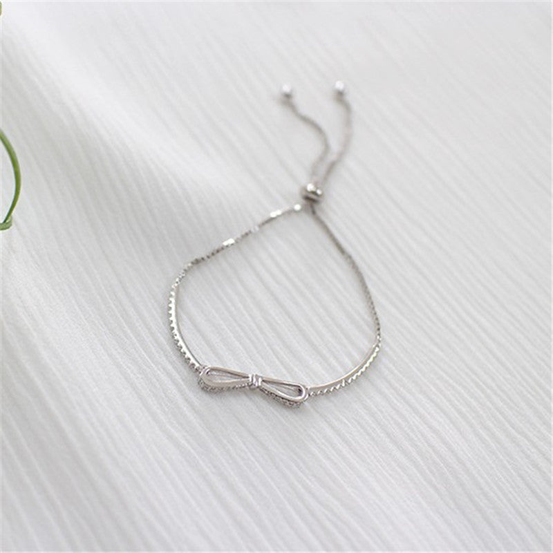 Fashion 100% 925 Sterling Silver Bracelet Box Chain Ball Tassel Zircon Bowknot Bracelets For Women Students