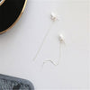 Fashion Long Chain Tassel Earrings For Women 925 Sterling Silver Box Chain Dangle Earring Pearl Jewelry boucle d'oreille