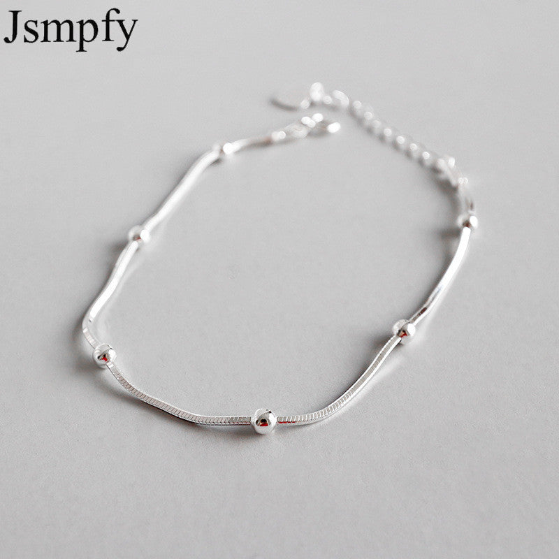 New Chic Style 100% 925 Sterling Silver Bead Charm Bracelets Snake Chain Bracelet &Bangle For Women pulseira feminina