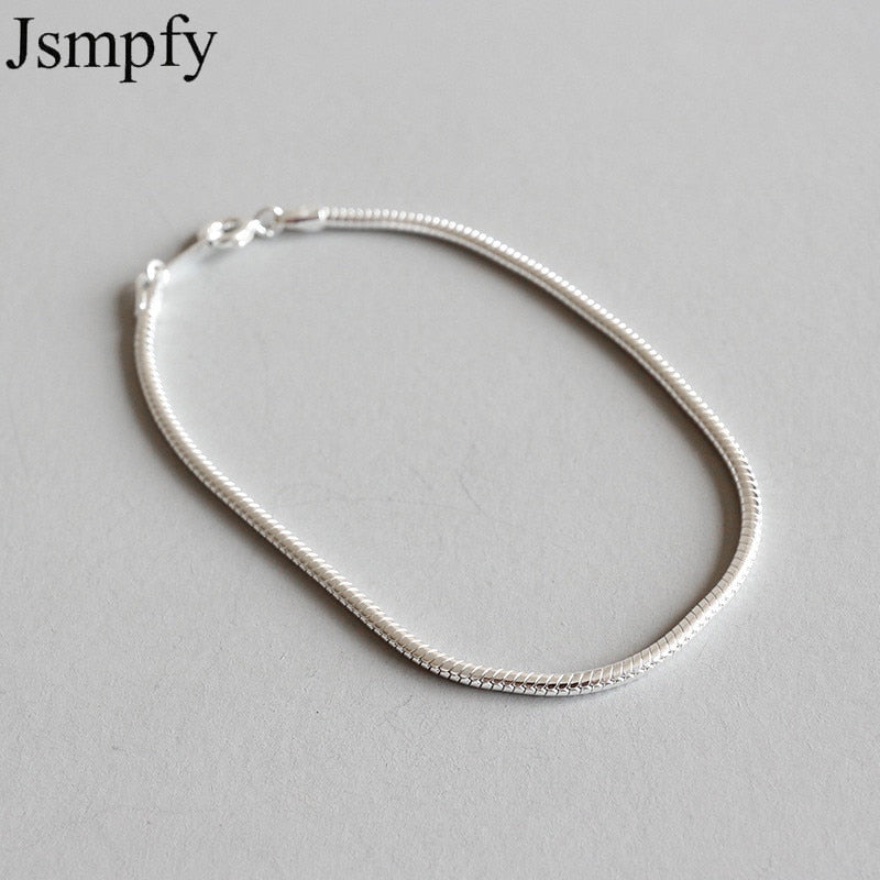 New Chic Style 100% 925 Sterling Silver Bracelets &Bangle 2mm Snake Chain Bracelet For Women pulseira feminina