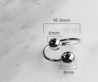 New Simple 925 Sterling Silver Double Bead Open Finger Rings For Women Adjustable Round Ball Ring Fine Jewelry Anillos