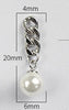 Pearl Earrings New Punk Handmade Link Chain 925 Sterling Silver Pearl Drop Earring For Women Girls Wedding Jewelry