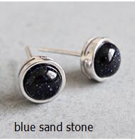 Pure 925 sterling silver Stud earrings For Women Girls Black White Agate Turquoise Stud Earring Fine Jewelry Brinco