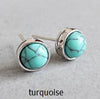 Pure 925 sterling silver Stud earrings For Women Girls Black White Agate Turquoise Stud Earring Fine Jewelry Brinco