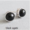 Pure 925 sterling silver Stud earrings For Women Girls Black White Agate Turquoise Stud Earring Fine Jewelry Brinco