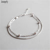 Pure Silver Double Layer Snake & Link Chain Bracelets For Girls Students 925 Sterling Silver Bracelet Pulseira Feminina