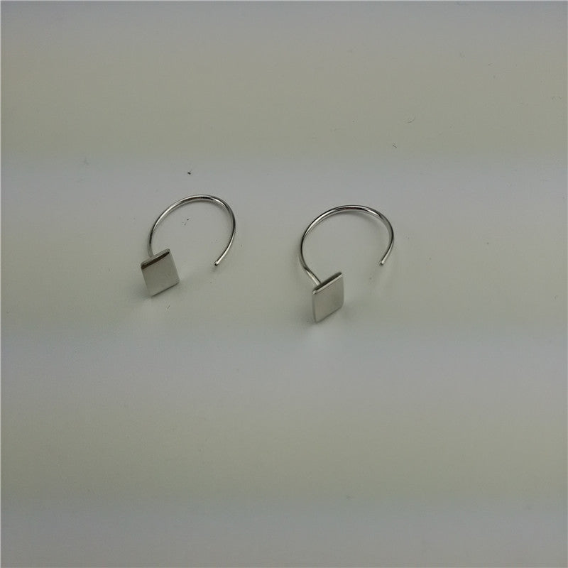 Real 925 Sterling Silver Earrings Trendy Design Geometric Triangle Shape Stud Earrings For Women Sterling-Silver-Jewelry