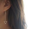 Silver Charms Dangle Earrings For Women 925 Sterling Silver Long Ear Chain Geometric Round Circle Drop Earring Brincos