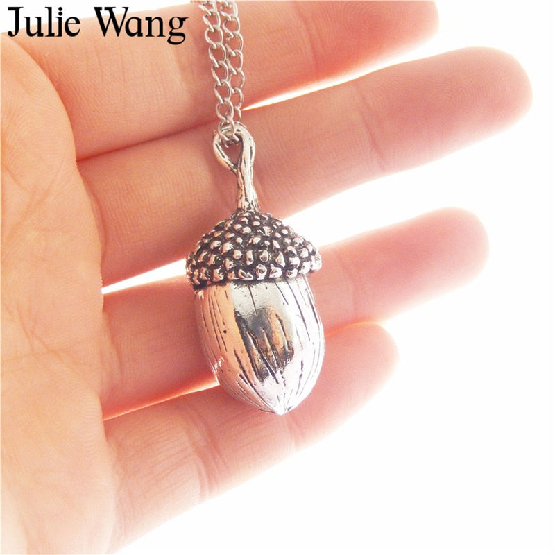 1PCS Alloy Antique Silver Vintage Big Acorn Long Chain Necklace Pendants Women Men Fashion Jewelry Choker Party Gift