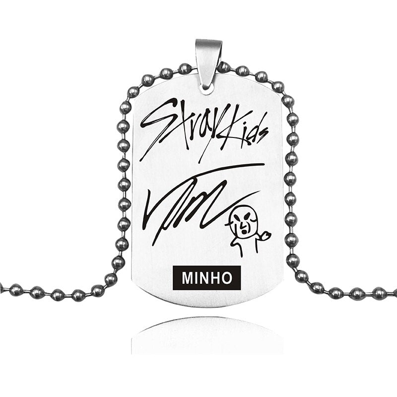 K-POP Stray Kids Signature ID Necklace Stainless Steel Tag Pendant Necklaces For Men Women Jewelry Accessories Fans Gifts