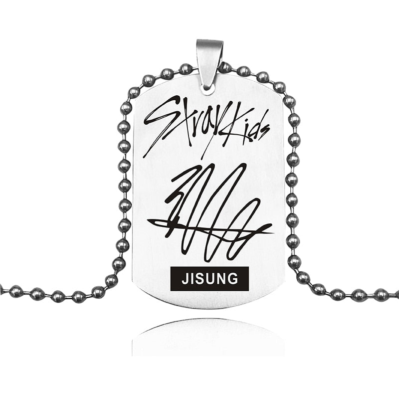 K-POP Stray Kids Signature ID Necklace Stainless Steel Tag Pendant Necklaces For Men Women Jewelry Accessories Fans Gifts