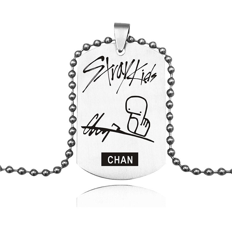 K-POP Stray Kids Signature ID Necklace Stainless Steel Tag Pendant Necklaces For Men Women Jewelry Accessories Fans Gifts