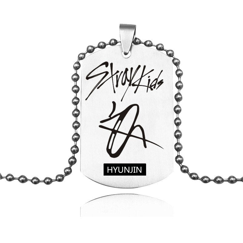 K-POP Stray Kids Signature ID Necklace Stainless Steel Tag Pendant Necklaces For Men Women Jewelry Accessories Fans Gifts