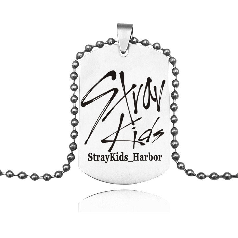 K-POP Stray Kids Signature ID Necklace Stainless Steel Tag K-POP Stray Kids Signature ID Necklace Stainless Steel Tag