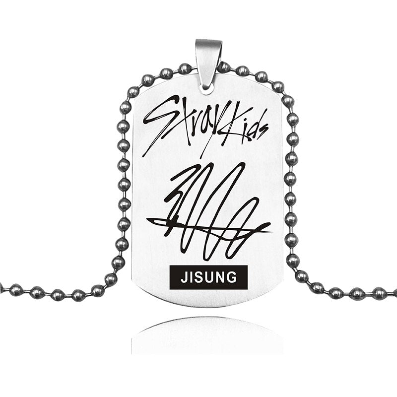 K-POP Stray Kids Signature ID Necklace Stainless Steel Tag Pendant Necklaces For Men Women Jewelry Accessories Fans Gifts