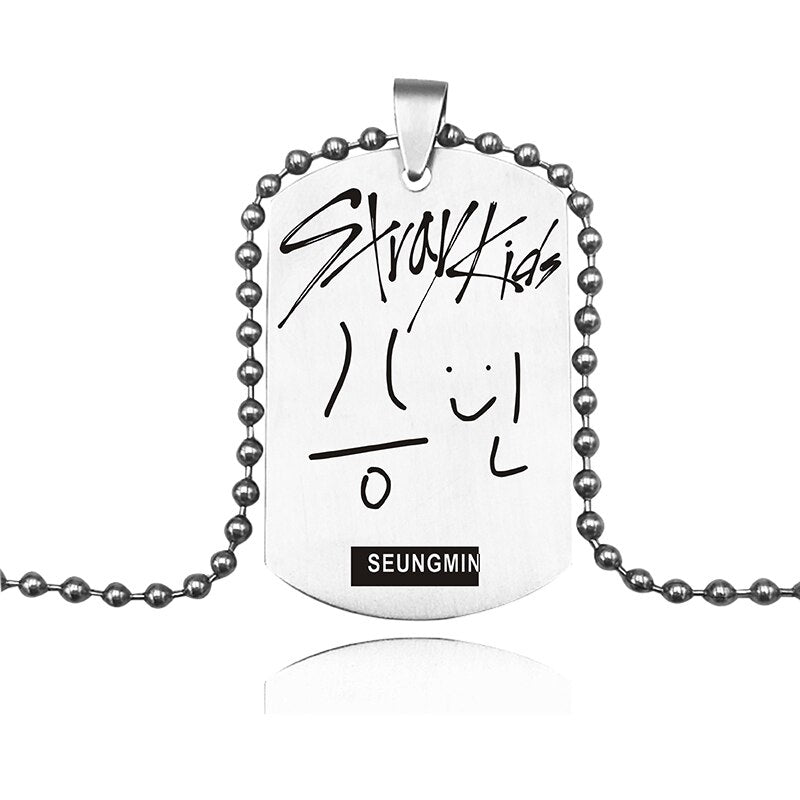 K-POP Stray Kids Signature ID Necklace Stainless Steel Tag Pendant Necklaces For Men Women Jewelry Accessories Fans Gifts