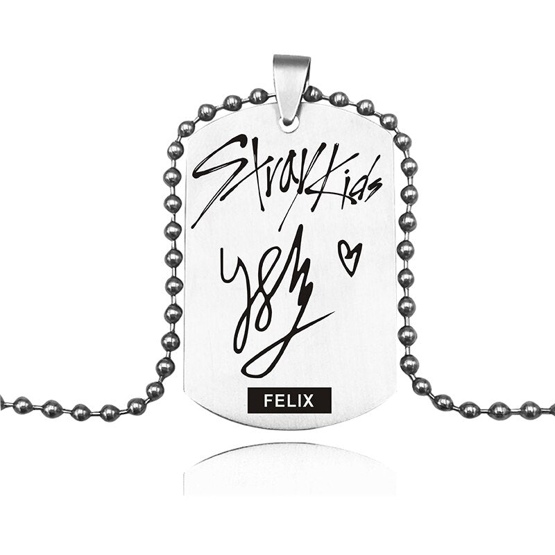 K-POP Stray Kids Signature ID Necklace Stainless Steel Tag Pendant Necklaces For Men Women Jewelry Accessories Fans Gifts