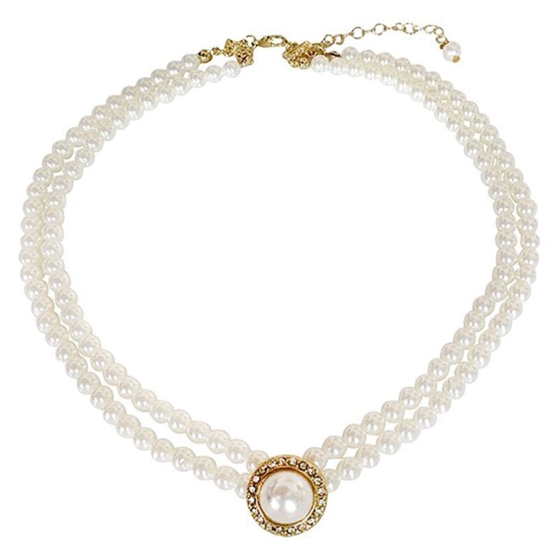 K3ND French Style Sweet Double-layer Pearl Necklace Simple Water Drop Clavicle Chain