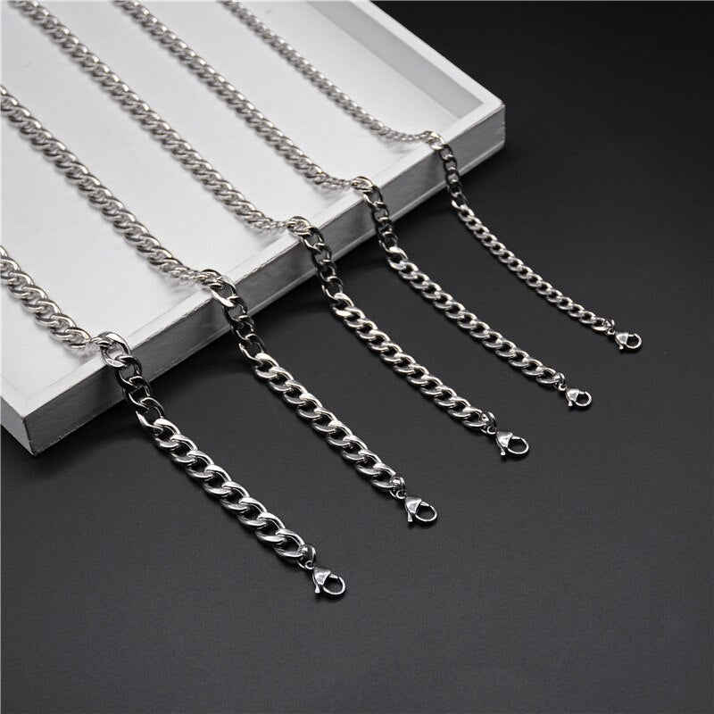 KAPLAN CENTER Stainless Steel Chain Necklace Long Hip Hop for Women Men on The Neck Jewelry Gift Accessories Choker