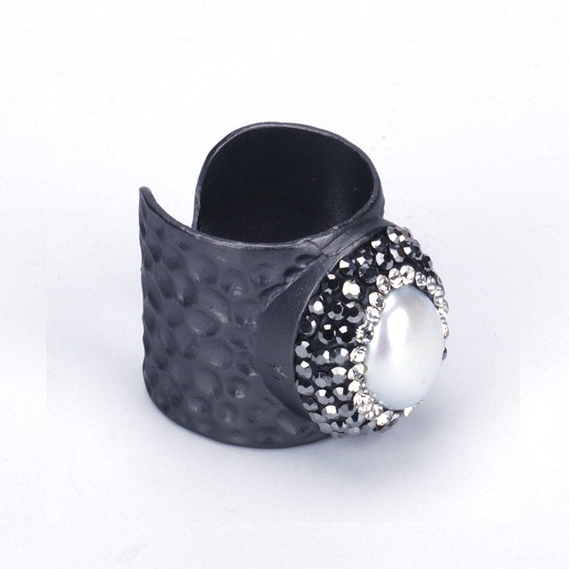 2020 Fashion Crystal Ring for Men Women Opal Ring Copper Open Rings Brand Pearl Jewelry Party Accessories R238