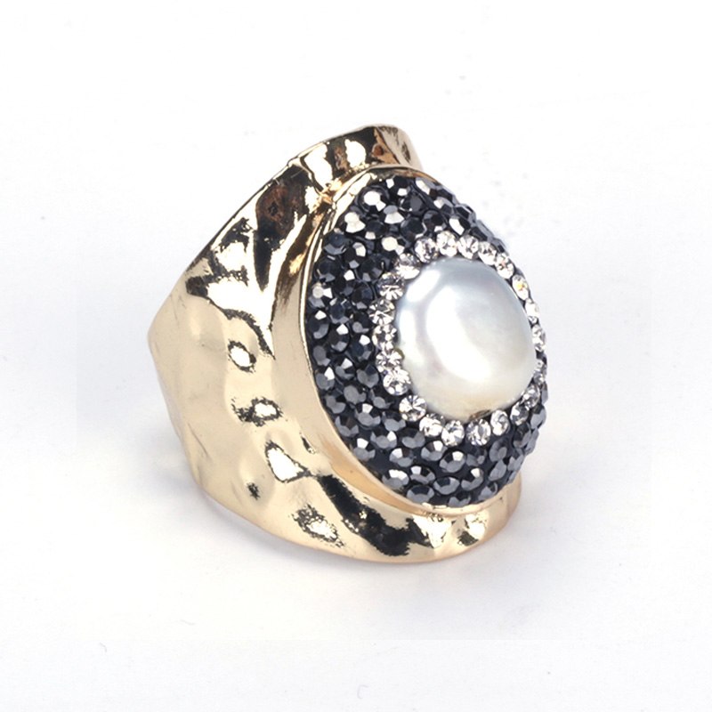 2020 Fashion Crystal Ring for Men Women Opal Ring Copper Open Rings Brand Pearl Jewelry Party Accessories R238