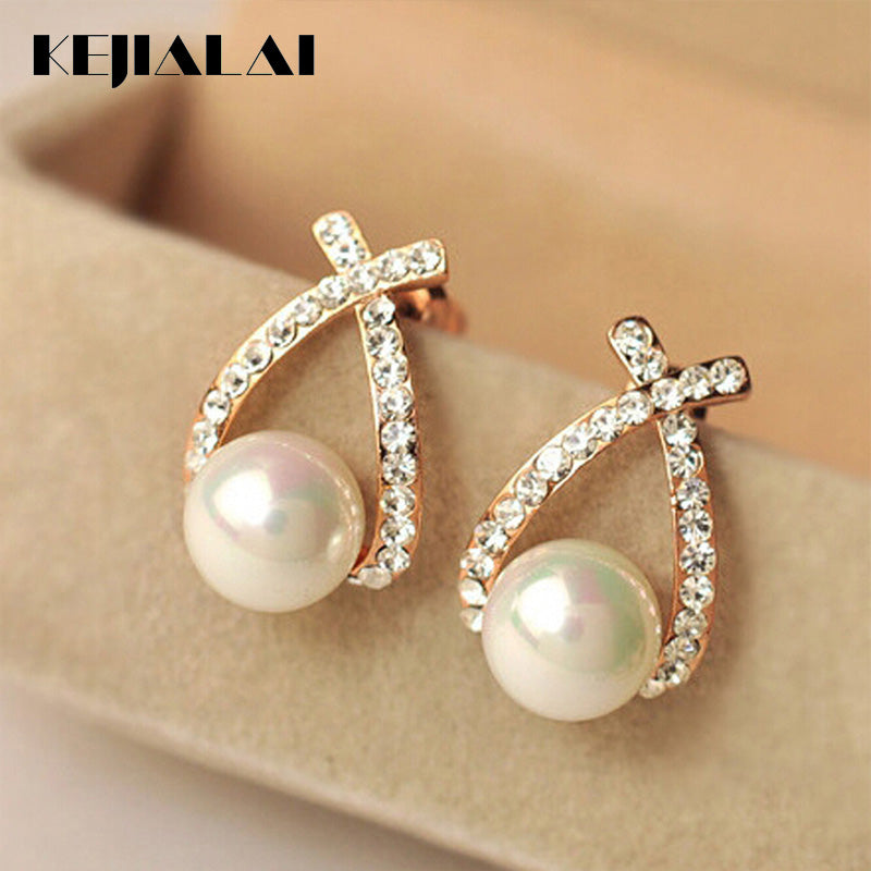 Earrings Korean Cross Pearl Earrings Exquisite Fashion Earrings Jewelry For Women LY-C1042